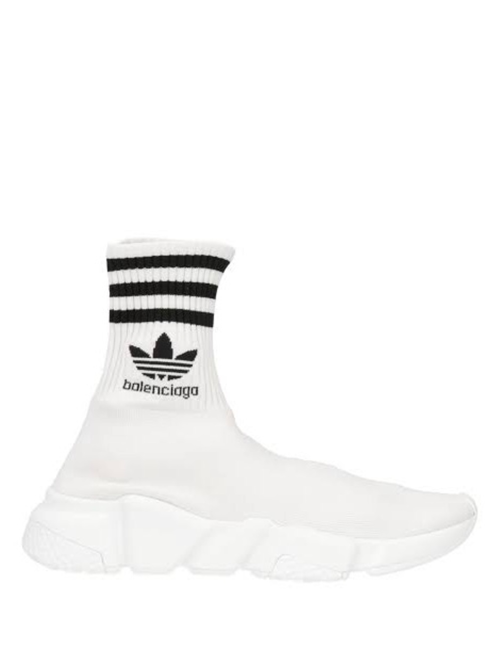 Balenciaga White Sock Trainer with Black Stripes and Logo